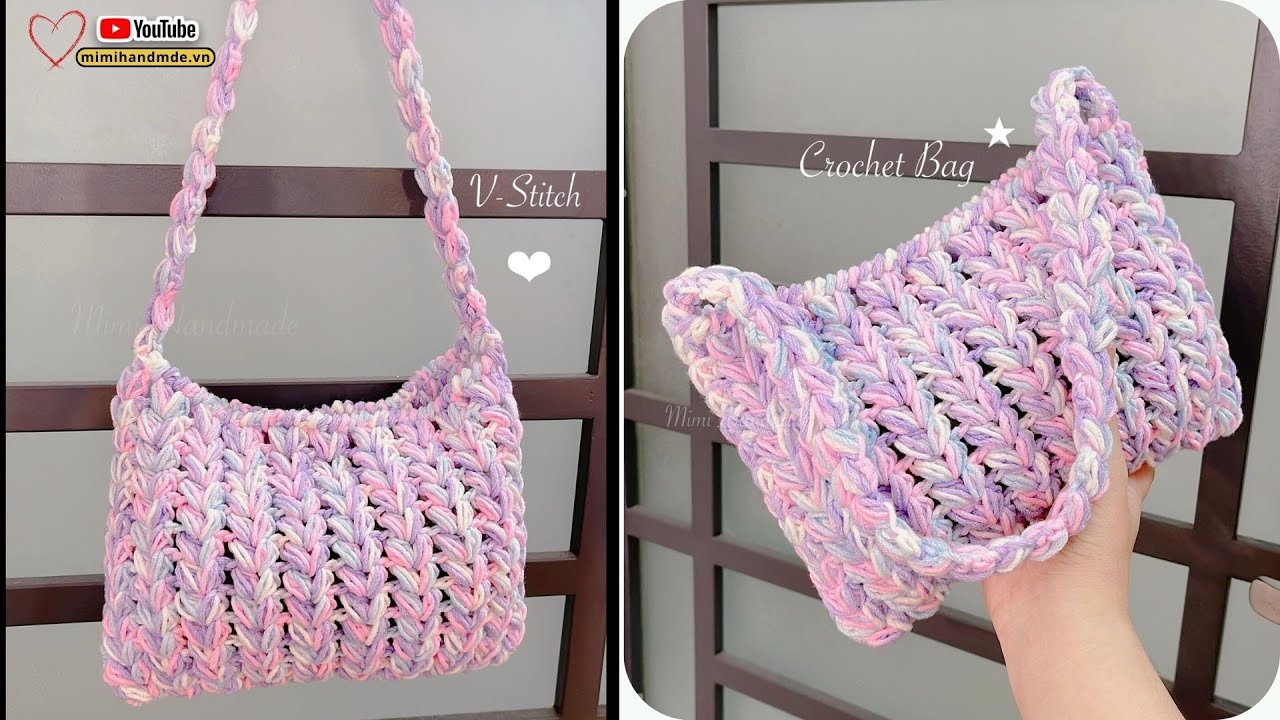 Hướng Dẫn Móc Túi Xách Hoạ Tiết Trái Tim Hot Trend ❣️ Crochet Shoulder Bag | Mimi Handmade