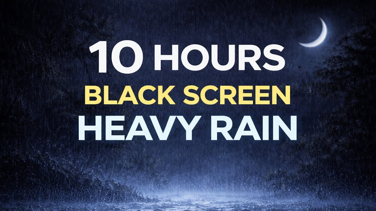 10 Hours Heavy Rain Sounds 🌧️ Black Screen for Sleeping All Night