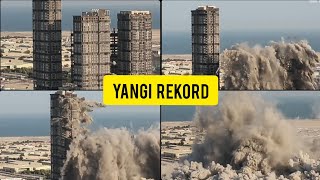 Baa Poytaxti Abu-Dabida 144 Qavatli 4 Ta Bino Kuchli Portlatish Oqibatida Buzip Tashlandi.