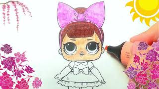 LOL with a pink bow. Coloring. ЛОЛ с розовым бантом. Раскраска