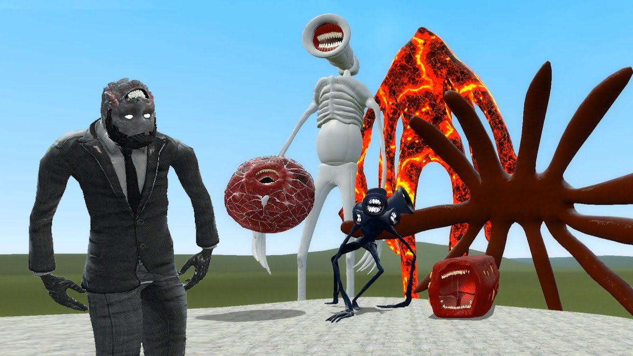 NEW UPSIDE DOWN FACE MAN VS Trevor Henderson Creatures  (Garry's Mod Sandbox)