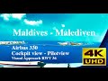 Airbus A330 - approach and landing in Male Airport / Maldives . View from the Cockpit - Pilotview