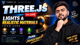 Three.js Day 3 🔥 | 3D Primitives From ZERO | Box, Sphere, Cone, Cylinder & Torus | LIVE