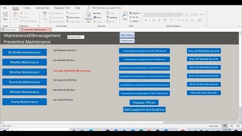 How to Schedule Monthly Equipment Preventive Maintenance using Microsoft Access Database Ep 3
