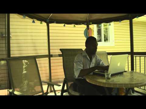Vintage black man on computer 1 by Cmedia