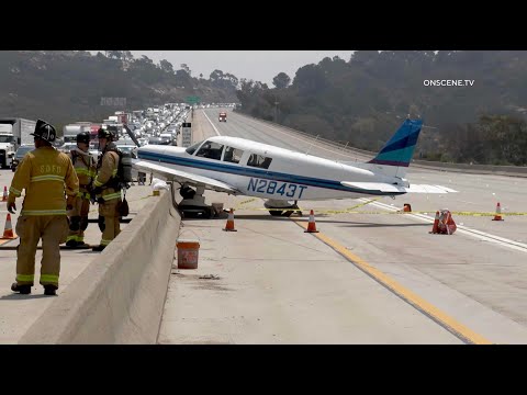 Airplane Hits 4 Cars After Emergency Landing On Freeway | Del Mar
