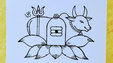MahaShivaratri Rangoli from 5×7 dots easy // How to draw a Shiva lingam and Ox // Shivaratri drawing