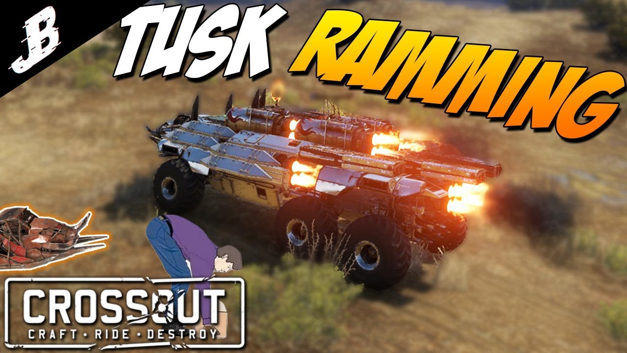 Crossout Tusk cabin one hit melee build with 10 Hermes boosters