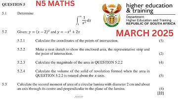 N5 Mathematics April March 2025 Question 5 + memo | Integration Application | #n5maths #n5 #tvet #n5