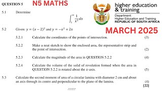 N5 Mathematics April March 2025 Question 5 + memo | Integration Application | #n5maths #n5 #tvet #n5