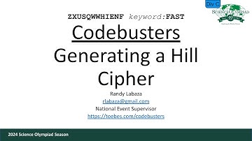 Codebusters - Generating a Hill Cipher