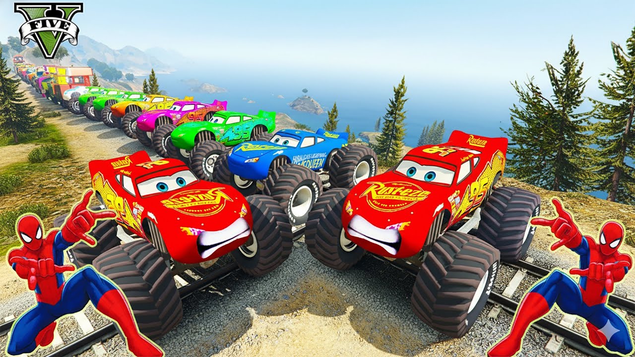 GTA V Epic New Stunt Race For Car Racing Challenge by Trevor and Shark 💥 SPIDER-MAN On Motocycles