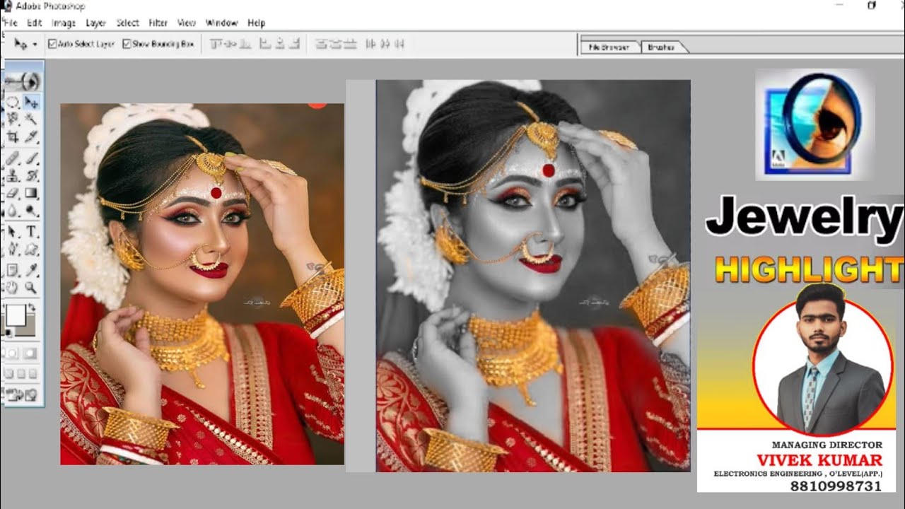 Highlighting Bride's Jewelry 🔥 in Adobe Photoshop 7.0 2026 //hindi//vivek kumar
