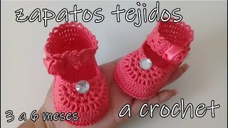 zapatitos tejidos a crochet -modelo betty -3 a 6 meses