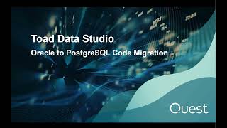 Toad Data Studio - Oracle To Postgresql Code Migration Using Ai