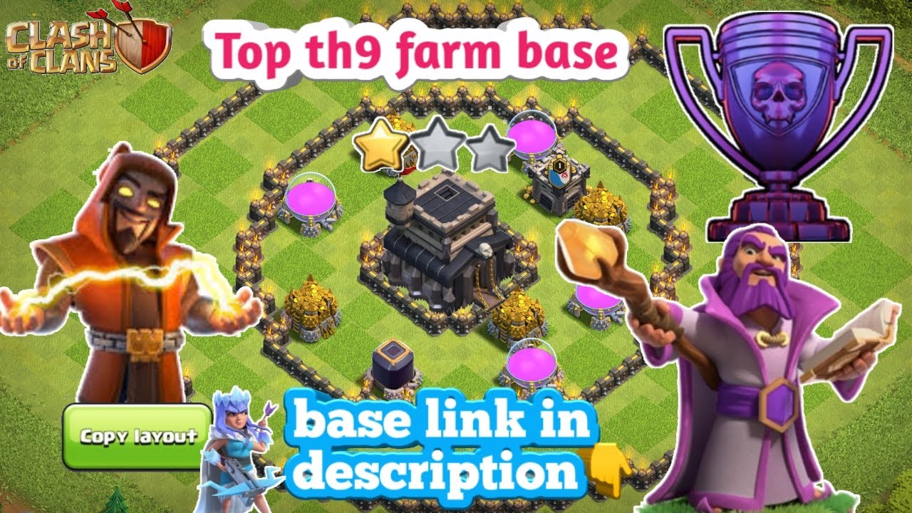 Top townhall 9 farming base 😱!!!Th9 farm base | anti 2 star th9 base |new th9 anti dragon base - coc