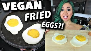 I tried making VEGAN FRIED EGGS... how does it taste? (Cook With Me)