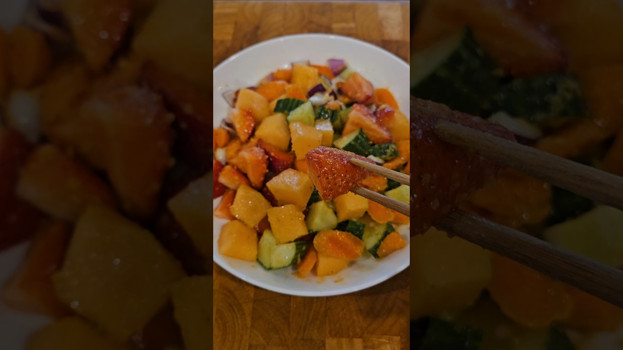 Delicious Asian style cucumber fruit salad #salad #fruitsalad #asianfood #vegan