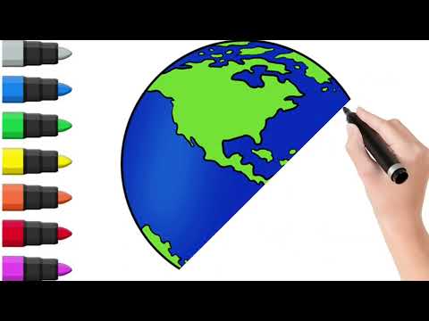 Drawing, Painting and Coloring Earth for Kids & Toddlers | Basic Picture Tips #209 bye kidsabc
