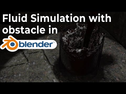 Fluid Simulation with Obstacle and Spray + Foam Particles in Blender