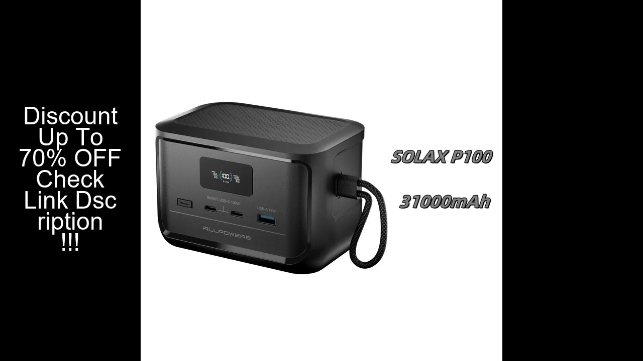 ALLPOWERS SOLAX P100 Portable Power Bank 31000mAh 128W LiFePO4 Battery USB Output for Outdoor Campin