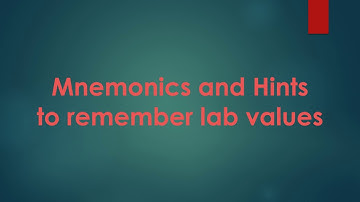 Mnemonics & Hints to memorize LAB VALUES