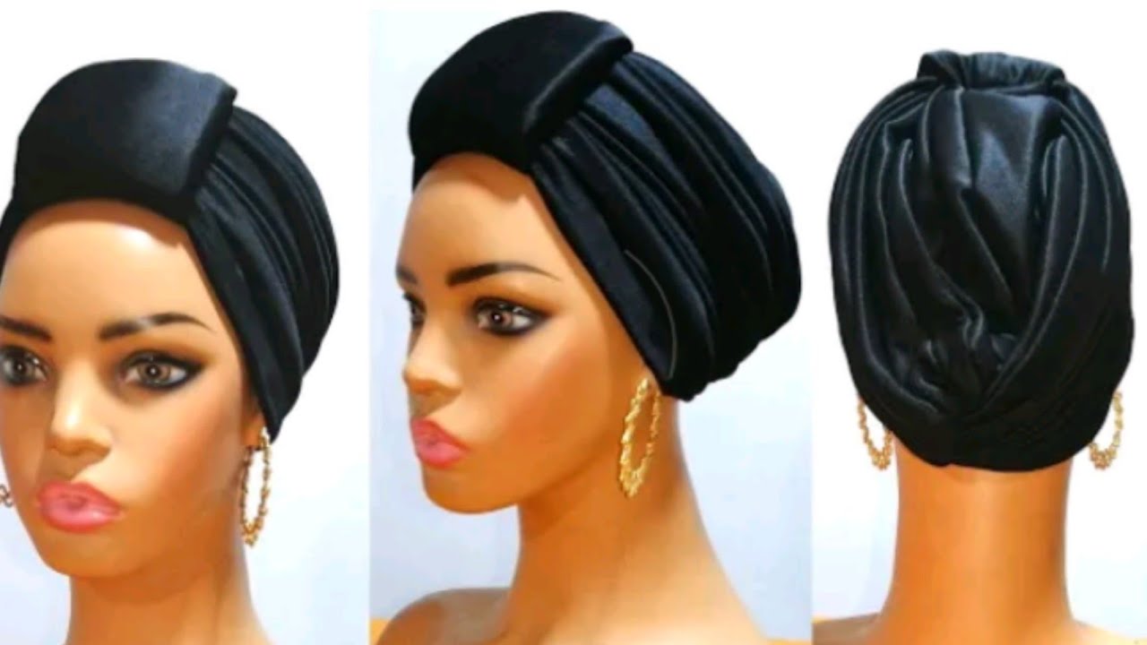 DIY round band turban cap with ruffle front loop