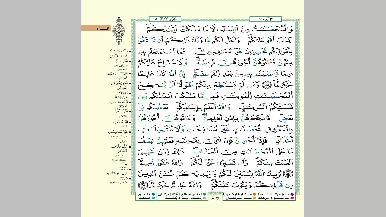 الثمن 1 من الحزب 9 مكرر 7 مرات من المصحف المصور برواية ورش عن نافع للقارئ الشيخ العيون الكوشي