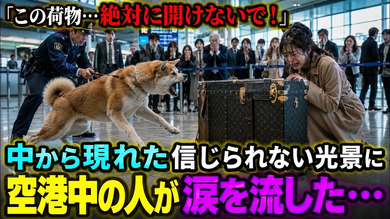 空港で秋田犬が高級トランクに異常な唸り声を上げた…中から現れた信じられない光景に全員が凍りついた