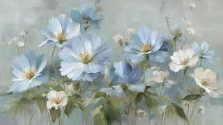 Soft Blue Wildflowers Oil Painting | 4K Art Screensaver for TV | 2 Hours | TV Wallpaper Background screenshot 5