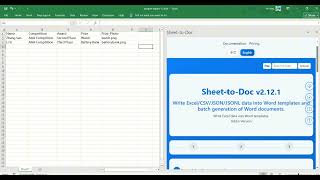 Sheet to Doc Excel addin, Simple Video Demo