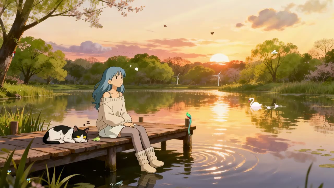 Aomi’s lakeside sunset relax 🌅 Dreamy Lofi Beats for Study ✨ Your Daily Escape
