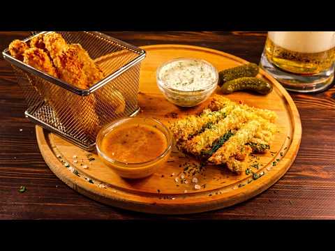 Crispy Zucchini & Halloumi Fries with 2 Dips | Cozy ASMR Cooking