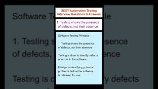 SOFTWARE TESTING : Seven Software Testing Principles : Testing shows the presence of defects