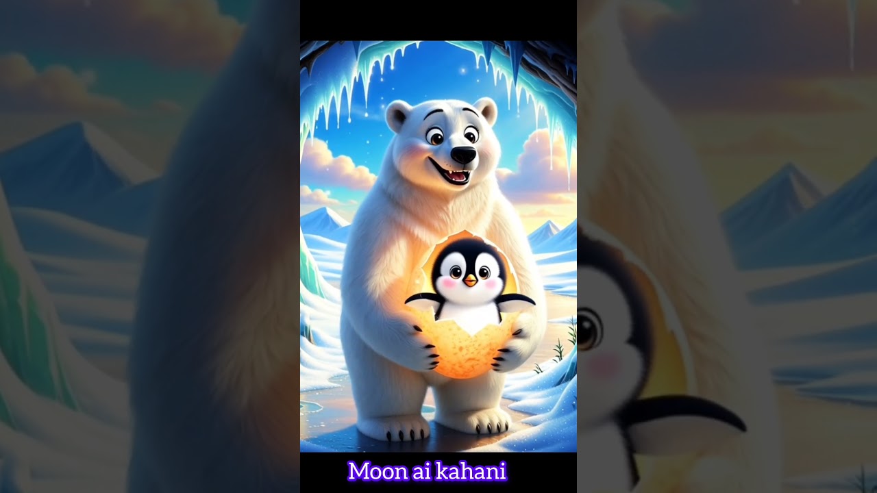 “बर्फीले सागर का अनोखा रिश्ता | Polar Bear & Penguin Emotional Story | Moon AI Kahani”
