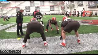 Cleveland Browns OL coach Bill Callahan - Wide Zone BSG-BST Combination Drills.