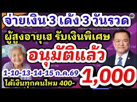 จ่ายเเงินพิเศษผู้สูงอายุ รับเงิน 3เด้ง 3วันรวด อนุมัติจ่ายพร้อมเปิดปฏิทินจ๋ายเงินเดือนกรกฎาคม