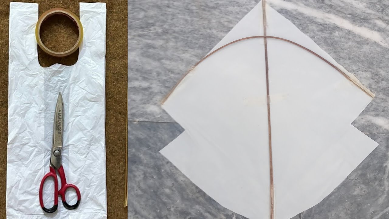 How To Make A Kite With Plastic Bag & Broom Sticks || Shopper Kite Banany Ka Tarika || Kite Making 
