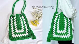 [코바늘 가방]배색 그래니숄더백♡시원한 색감으로 떠보는 여름가방, 네트백crochet bag/moonknitting