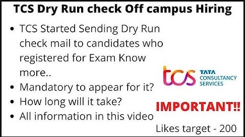 TCS Dry run Check Mail DRC | TCS Off campus hiring | TCS Exam process started |