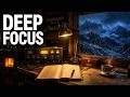 Alpine Study Room — Rain on Glass, Mountain Storm & Warm Desk | 3 Hours