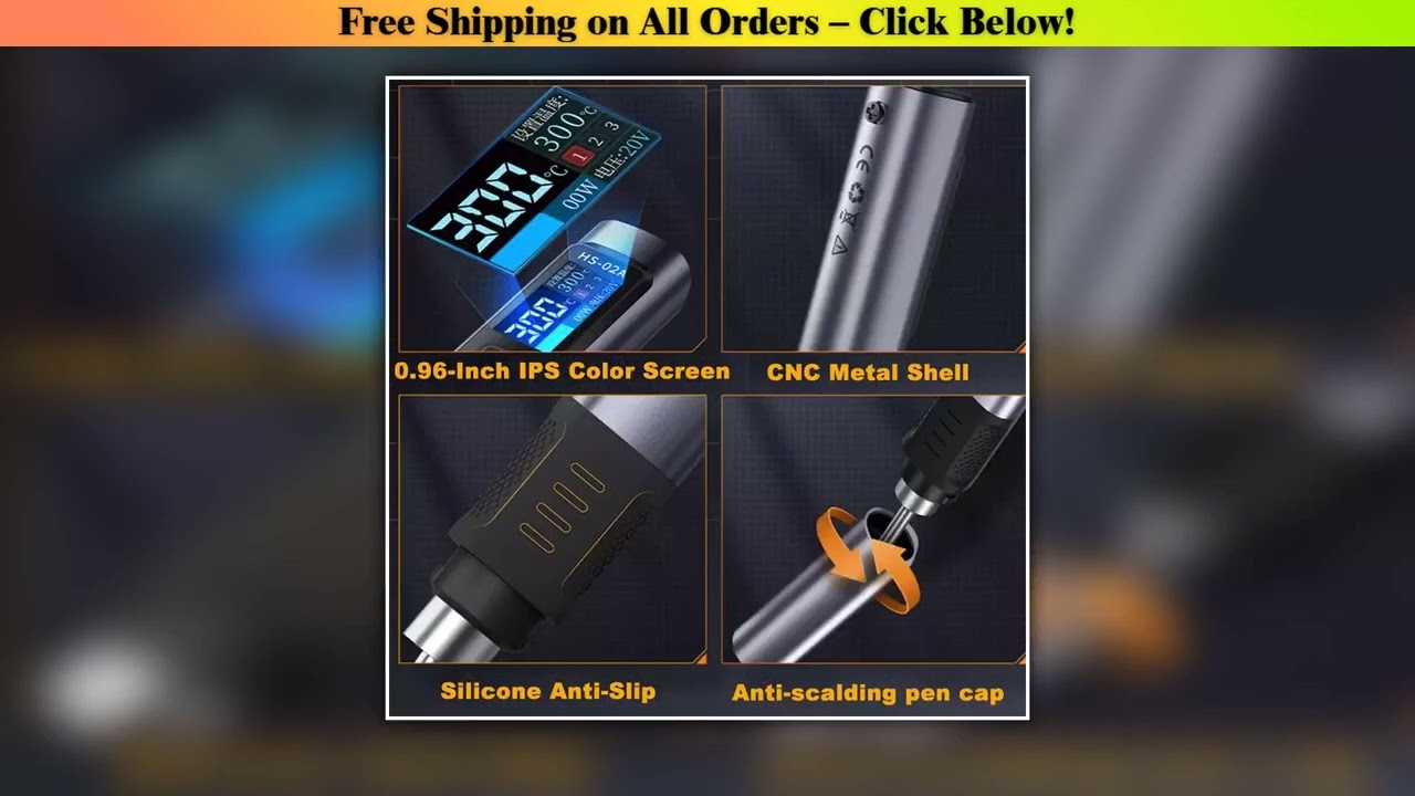 FNIRSI HS-02 ering Iron Smart Sleep IPS Color Display Screen 100-450 ering Rework Station PD100W