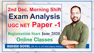 UGC/NTA NET 2nd Dec. Morning Shift Exam Analysis II Must Watch Paper 1