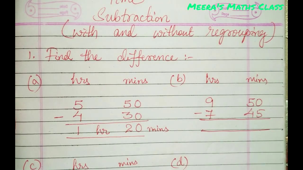 Calculate the Time🤷‍♀️ Subtraction part-1 (with and without regrouping