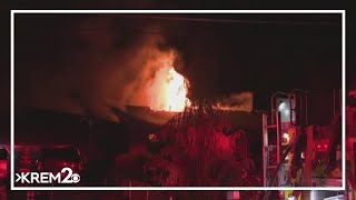 One man hospitalized, dog killed in early morning house fire on Spokane's South Hill