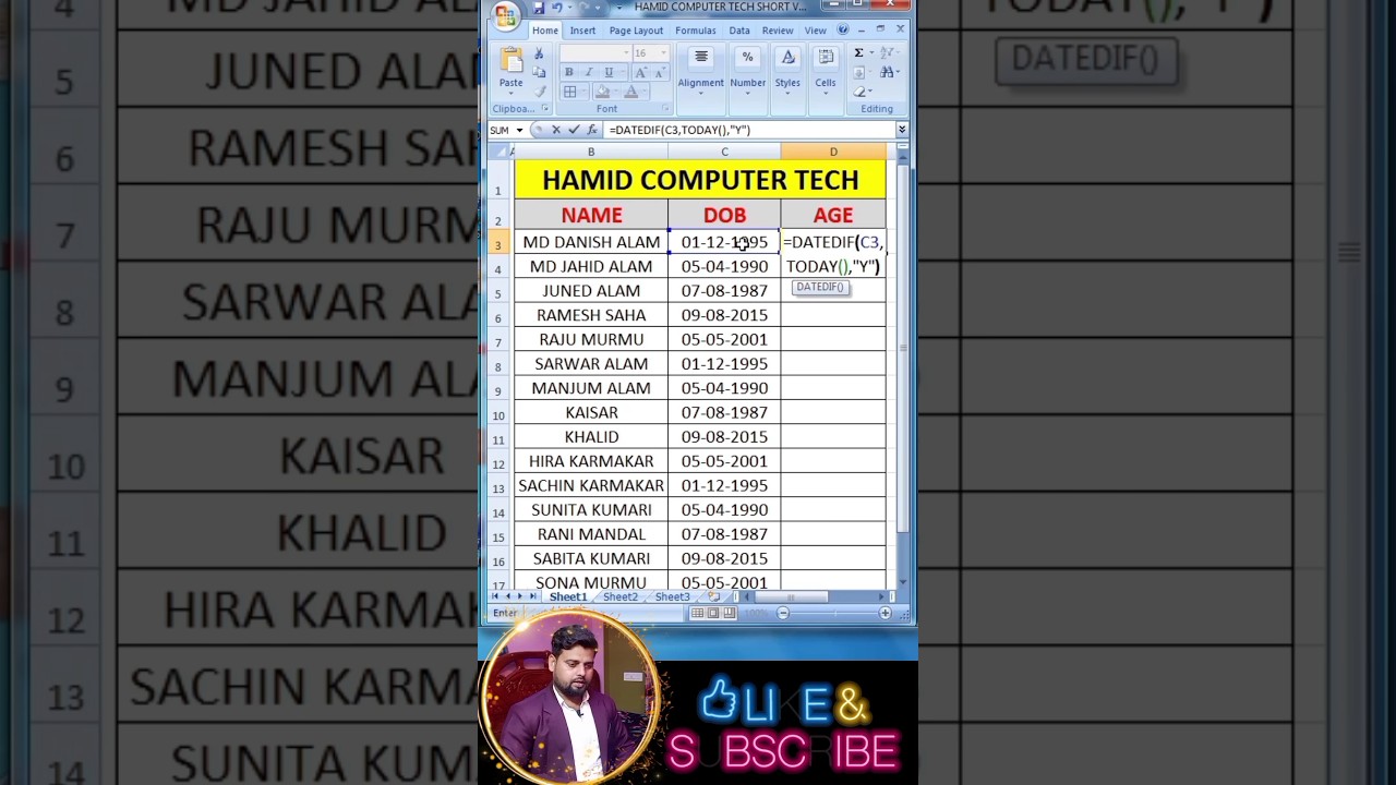 How To Calculate Date Of Birth To Age In Excel How To Calculate Date Of Birth To Age In Excel