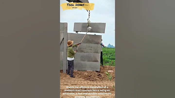 The process of installing a prefabricated concrete fence with an excavator