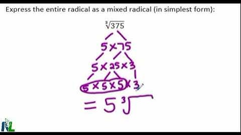 Entire Radical to Simplest Radical Form Using Factor Trees Cube Root
