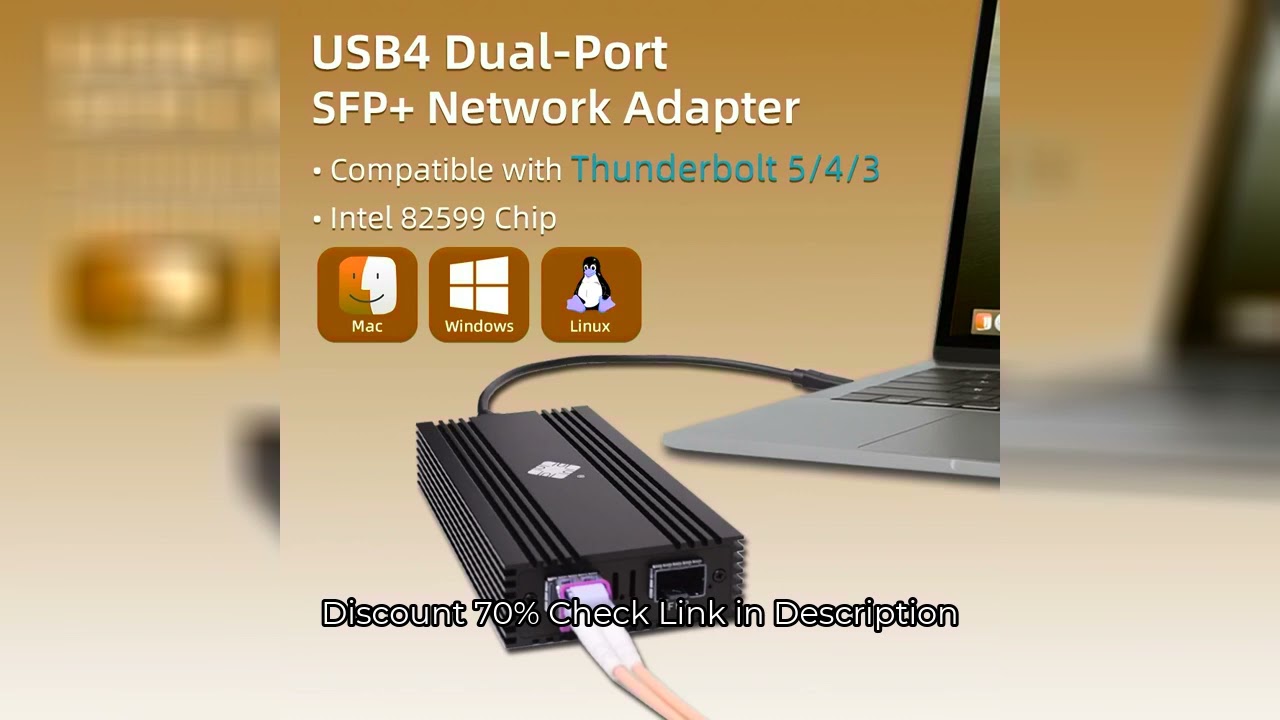 Dual Port 10G SFP+ USB4 Ethernet Network Thunderbolt 5/4/3 Compatible Intel 82599ES Chip 2 Port 10GB