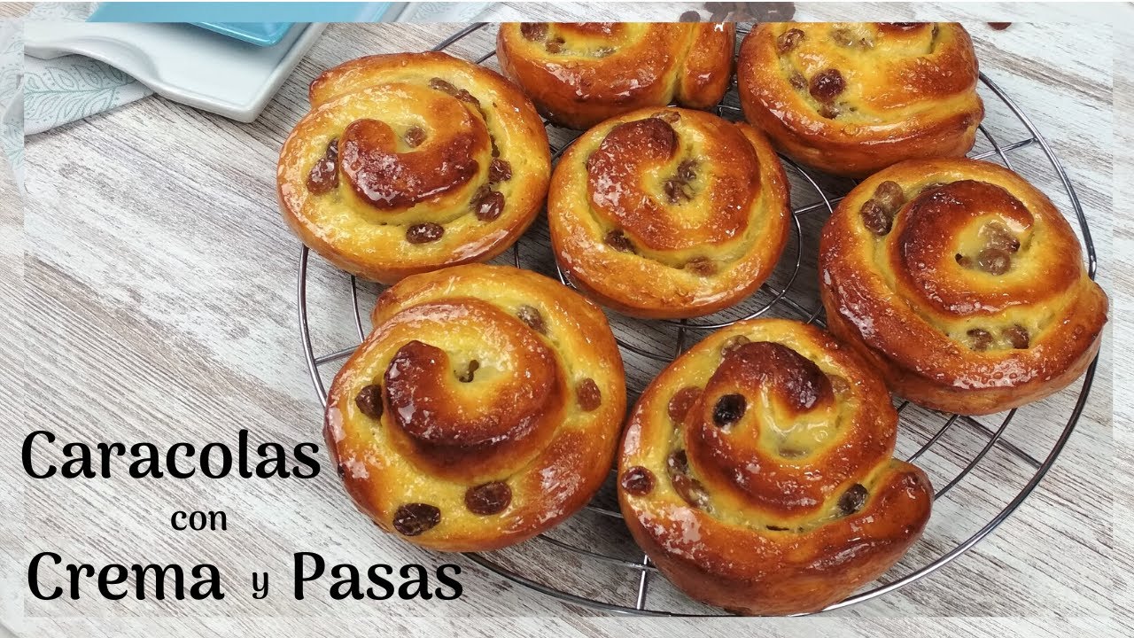 Caracolas con Crema y Pasas | Bollería Casera, toda una delicia!! | Cocinando Tentaciones